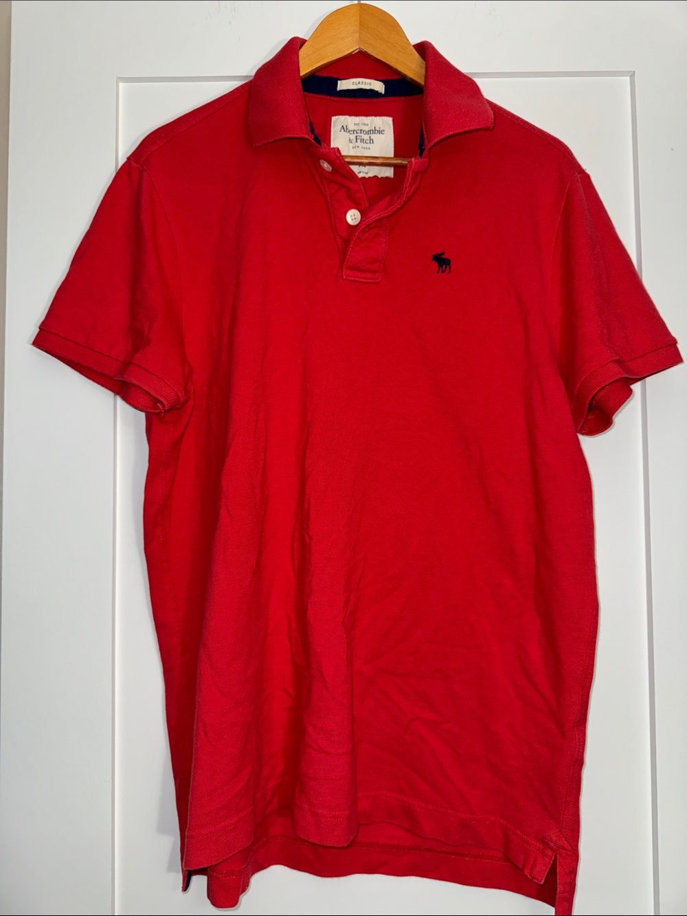 Abercrombie & Fitch Red Men’s Polo with Navy Logo Sz XL preppy polo